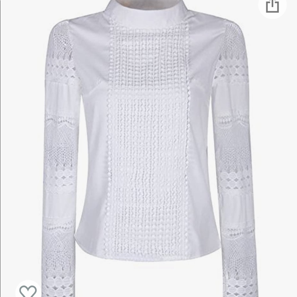 Boho + Edgy Victorian White Lace Blouse (8, M, L)
